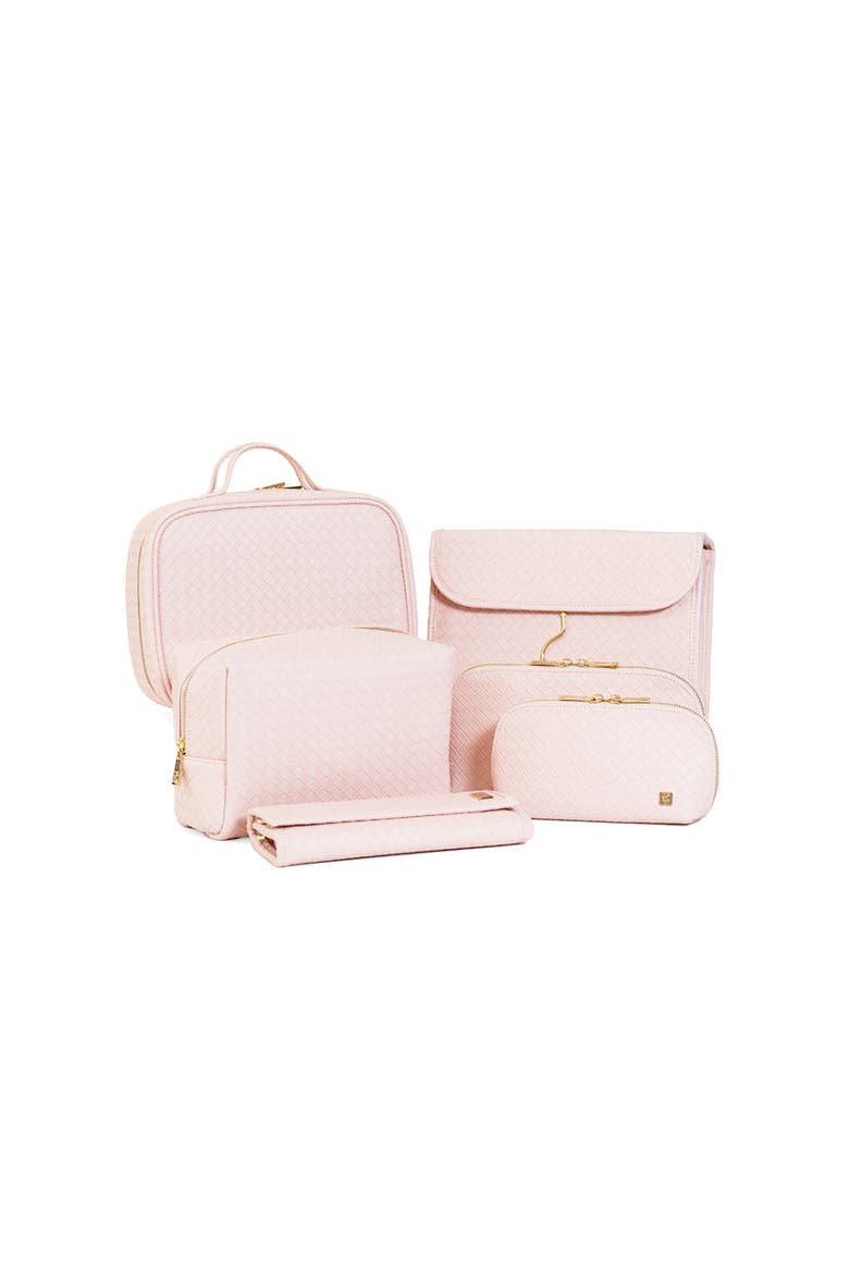 Woven Shell Cosmetic Bag, Alternate, color, Pink
