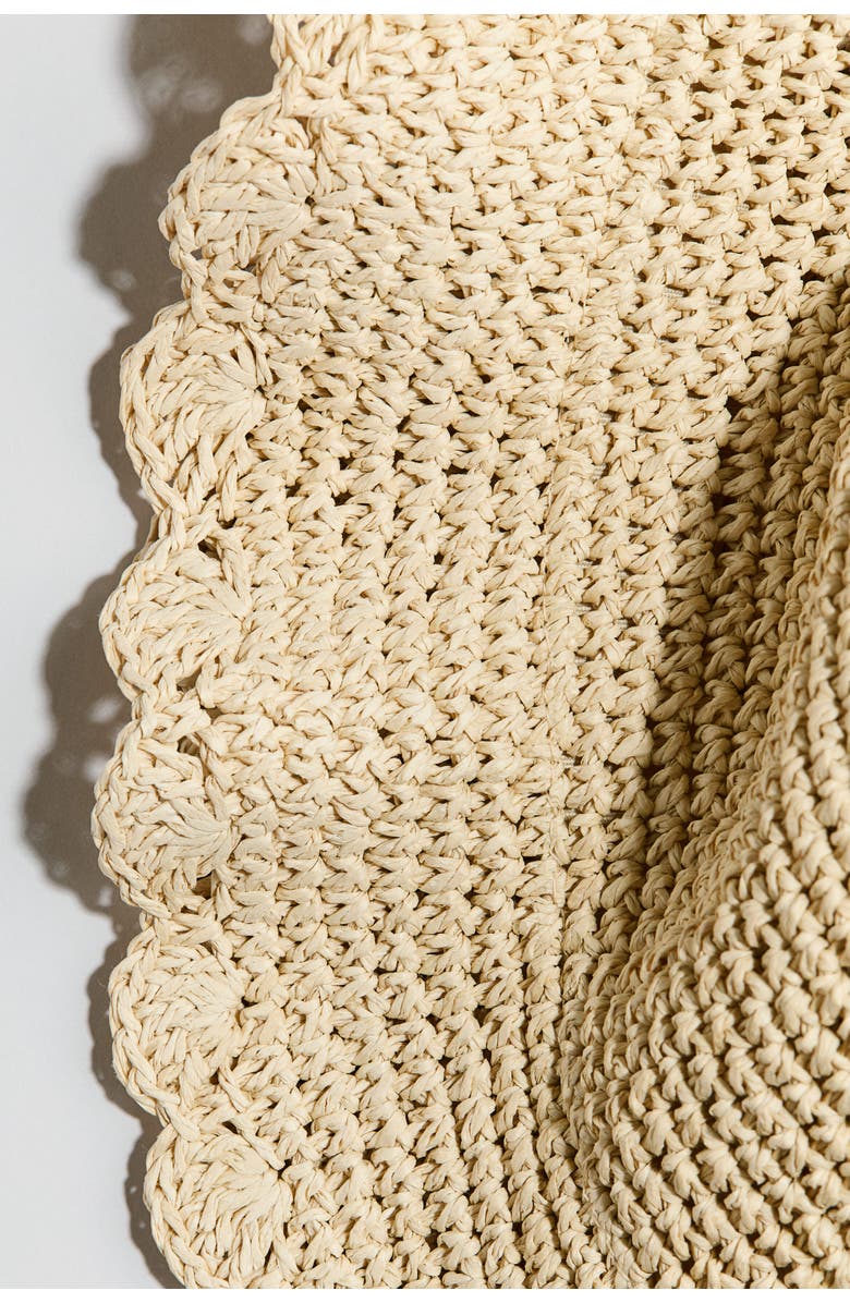 H&M Scalloped-edge straw hat, Alternate, color, Beige
