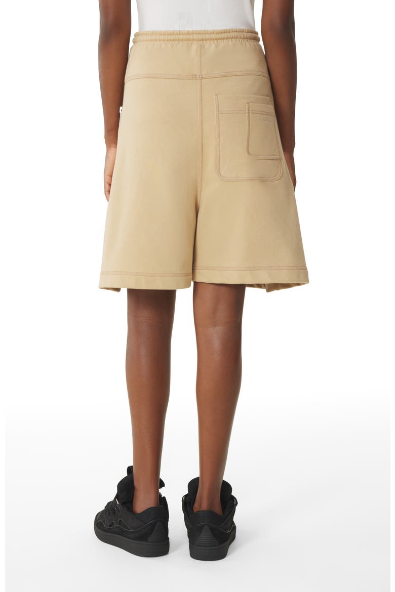White Cotton Bermuda Shorts, Alternate, color, Sand