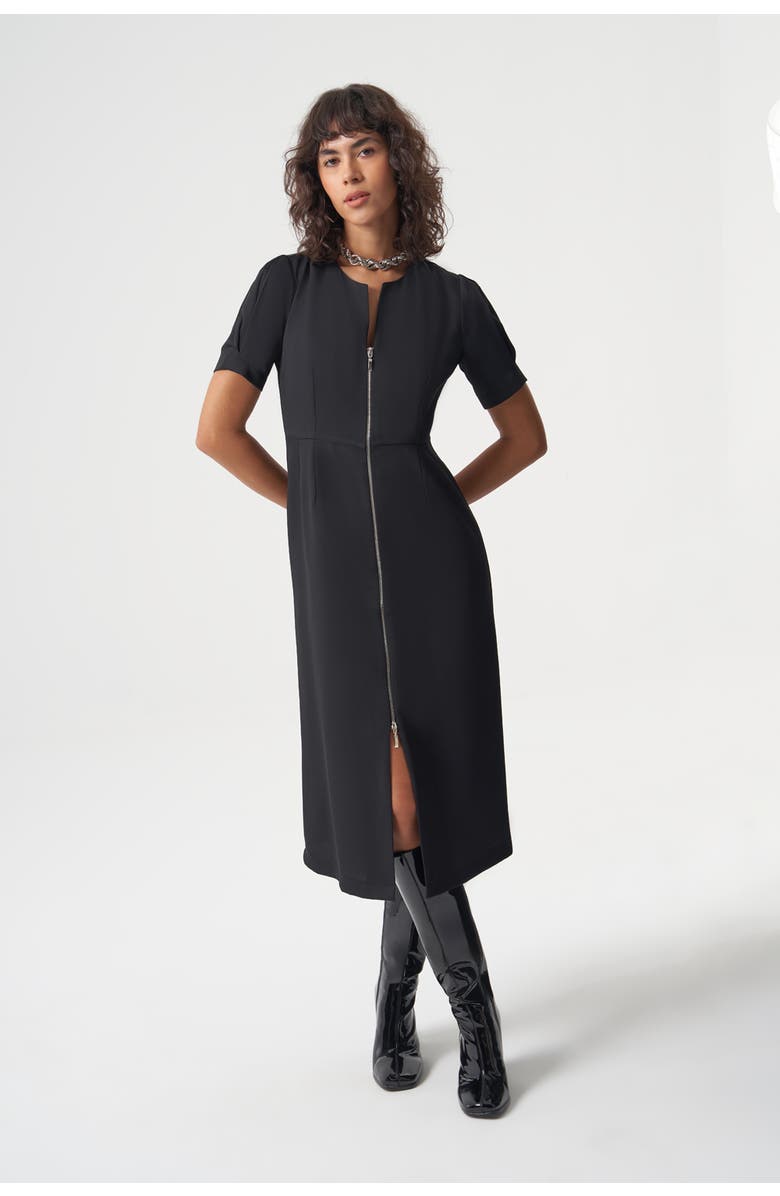 Mizalle Woven Zipper Dress, Main, color, Black