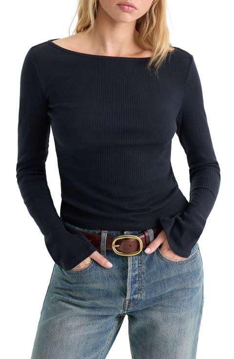 Variegated Rib Long Sleeve T-Shirt