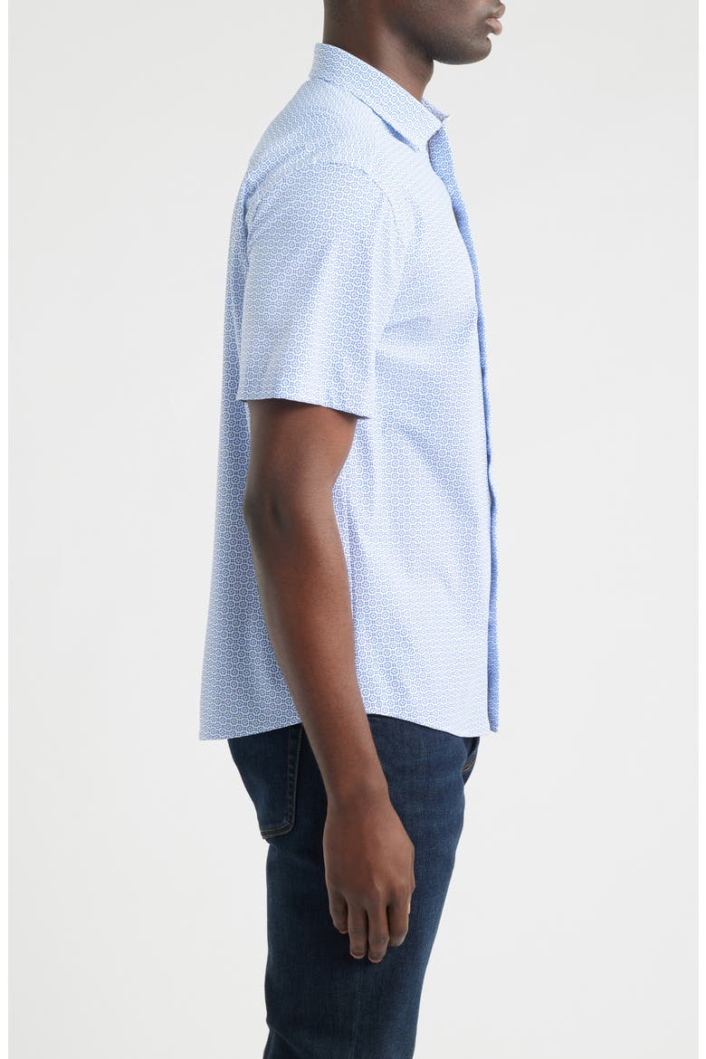 XC+™ Motion Microprint Short Sleeve Performance Knit Button-Up Shirt, Alternate, color, BLUE DOTTED TILE