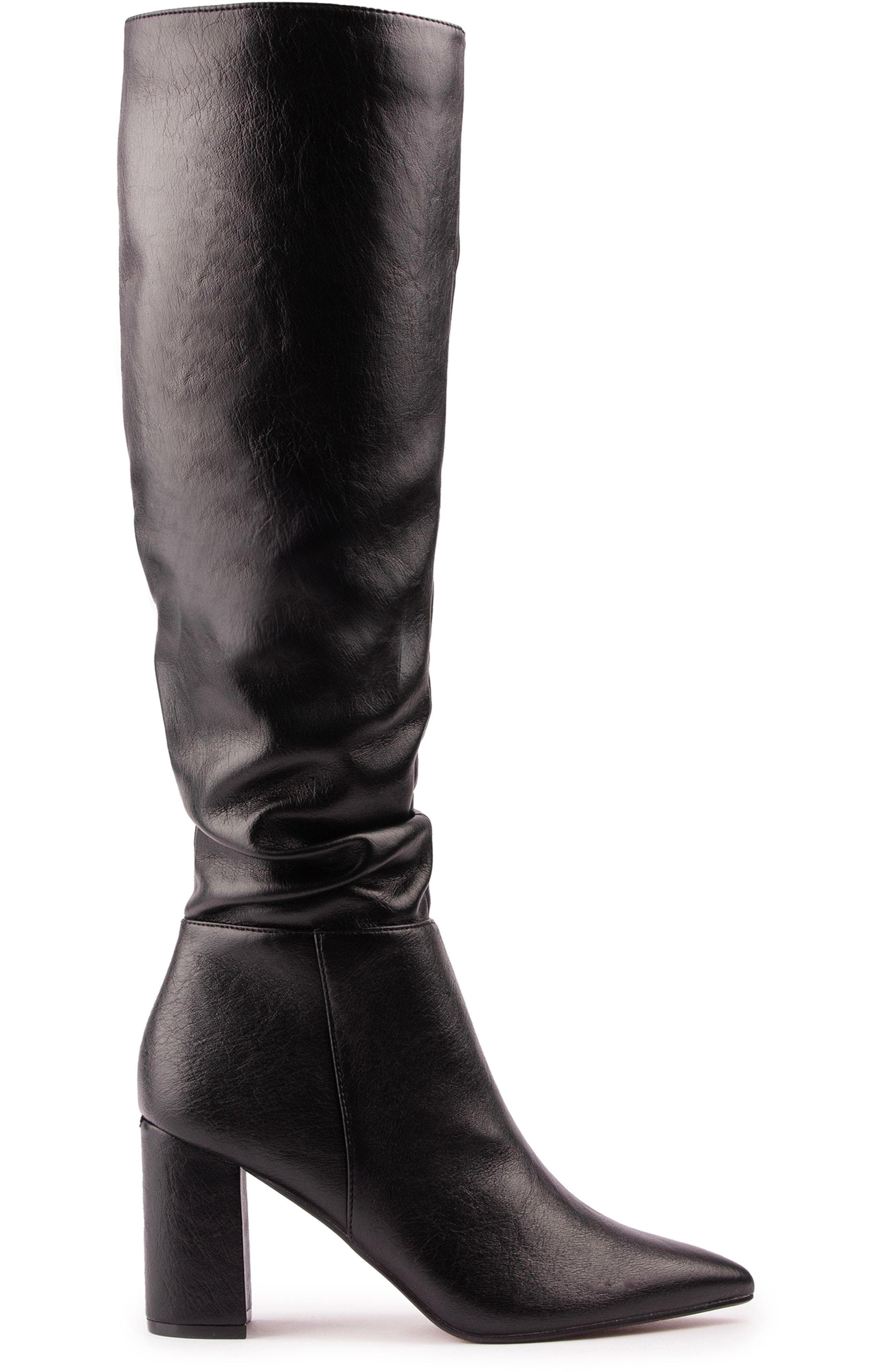 Peach Knee High Boots, Main, color, BLACK