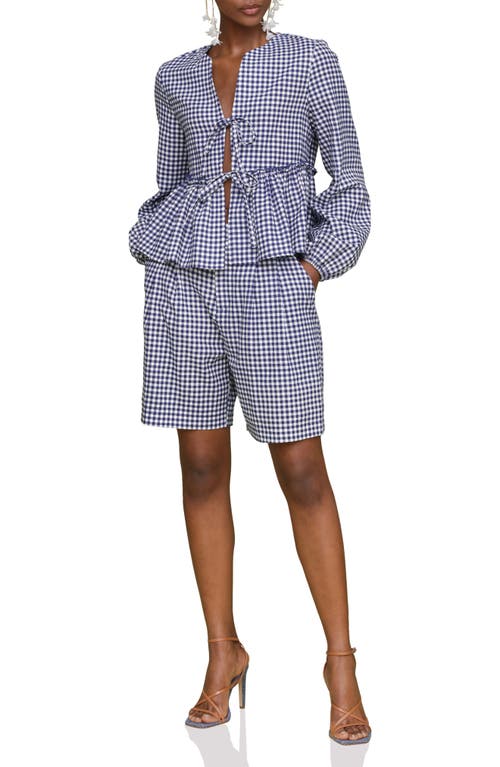 AVEC LES FILLES AVEC LES FILLES GINGHAM BELTED LINEN BLEND BERMUDA SHORTS 