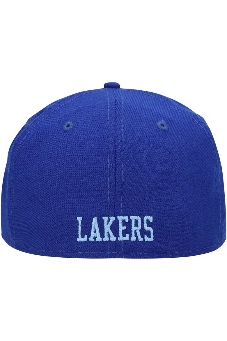 Men's New Era Blue/Pink Los Angeles Lakers Hardwood Classics 59FIFTY Fitted Hat, Alternate, color, Blue