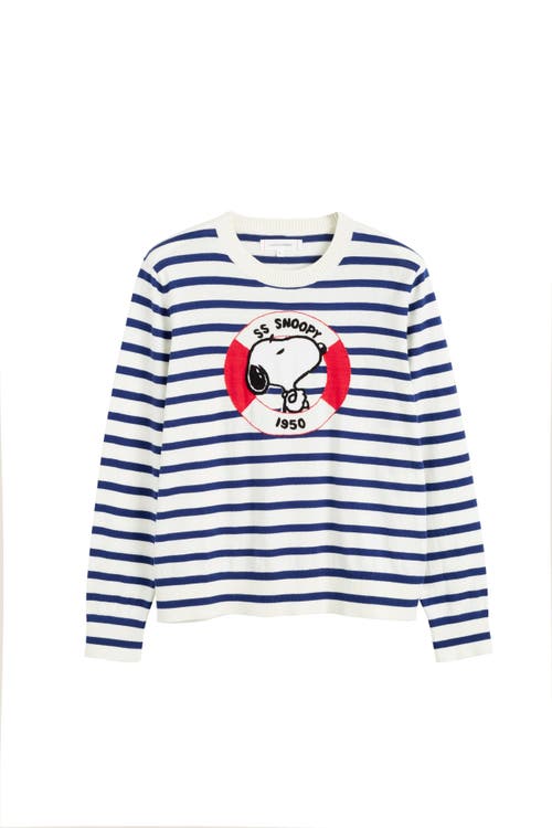 Chinti & Parker Snoopy Nautical Breton Sweater In Cream/admiral Blue