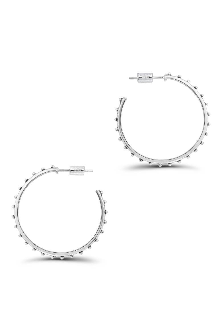 Oxidized Bead 30mm Hoop Earrings, Alternate, color, SILVER