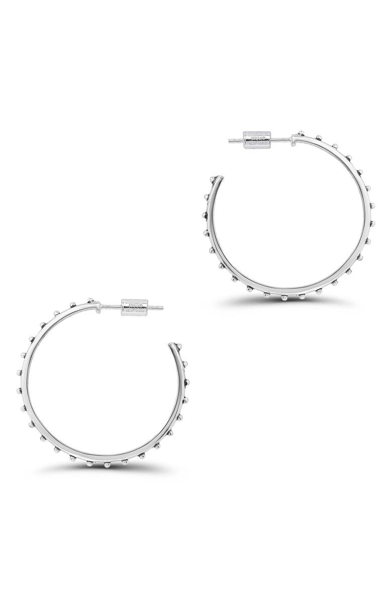 Christian Siriano New York Oxidized Bead 30mm Hoop Earrings, Alternate, color, Silver