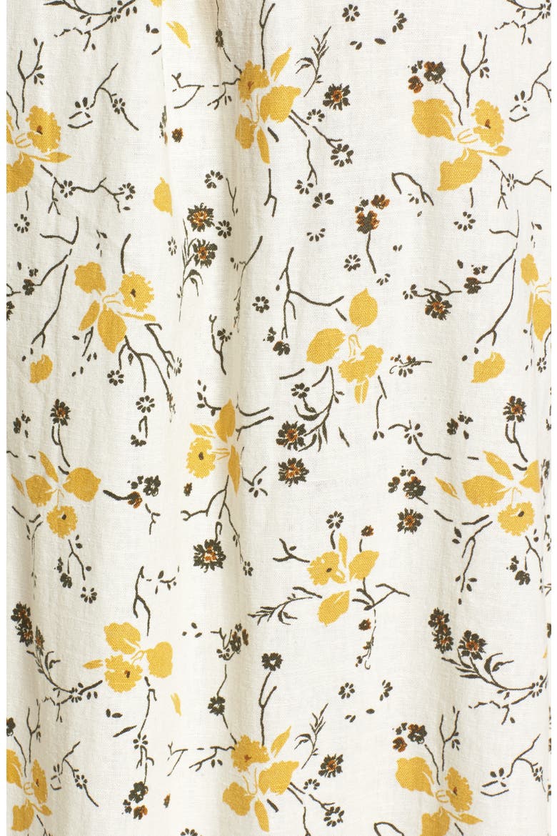 Floral Print Tie Back Midi Dress, Alternate, color, IVORY EGRET REDUX FLORAL