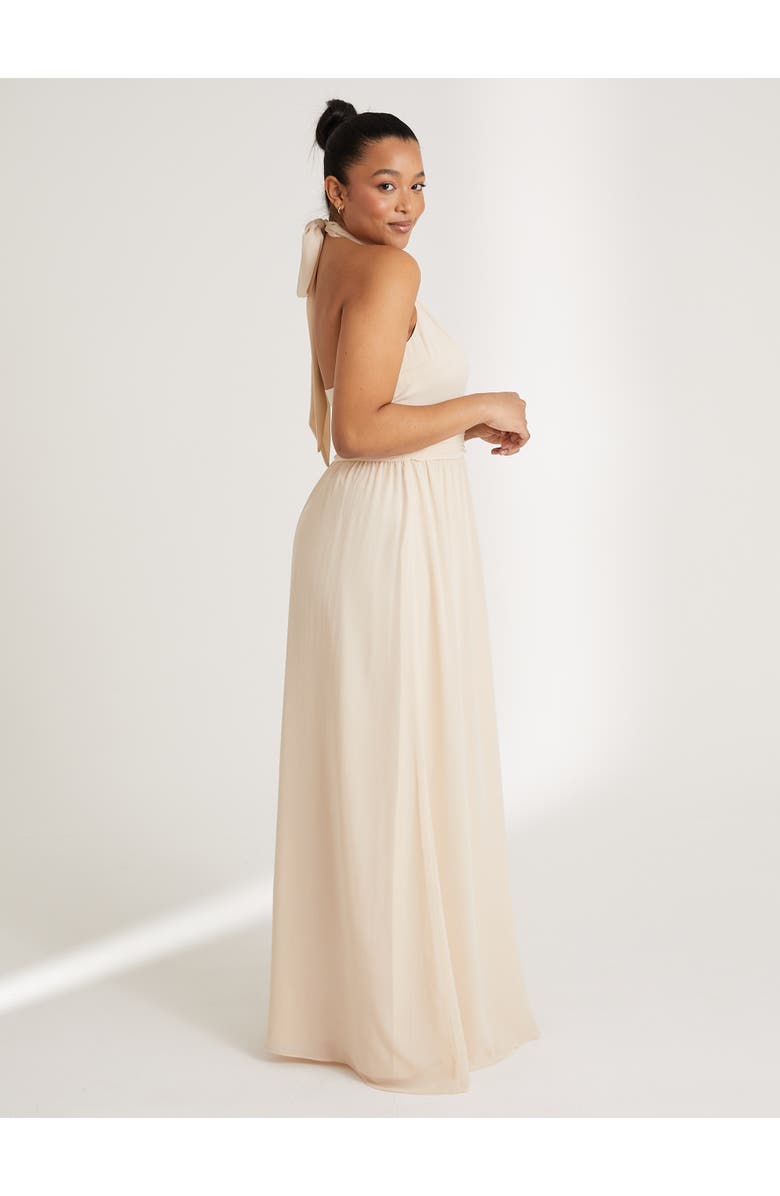Six Stories Halter Neck Chiffon Bridesmaid Dress, Alternate, color, Cream