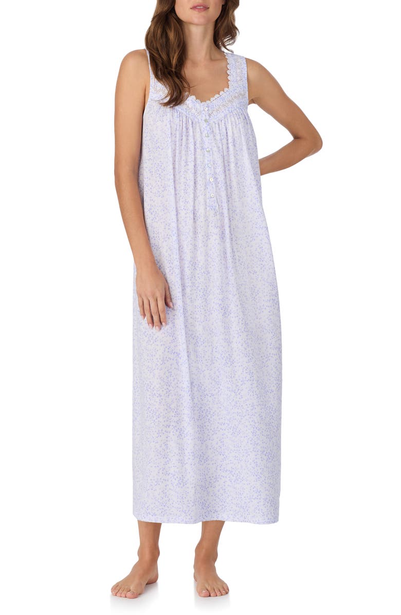 Eileen West Ballet Sleeveless Cotton Nightgown, Main, color, Lavender Print