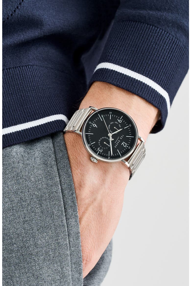 Phylipa Gents Bracelet Watch, 41mm, Alternate, color, SILVER-TONE