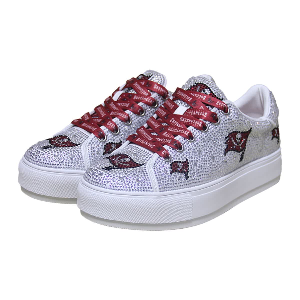 CUCE Women's Cuce White Tampa Bay Buccaneers Crystal Team Logo Sneakers, Main, color, 
