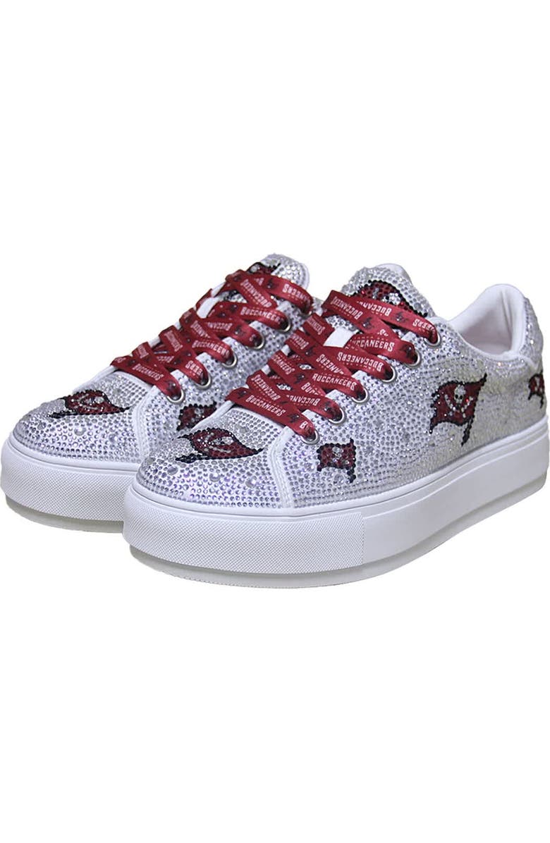 CUCE Women's Cuce White Tampa Bay Buccaneers Crystal Team Logo Sneakers, Main, color,
