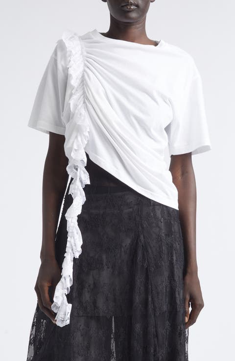 Amaryllis Duo Organic Cotton & Lace Crop T-Shirt