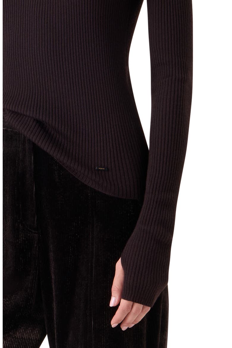 Cashmere & Silk Rib Funnel Neck Sweater, Alternate, color, COFFEE