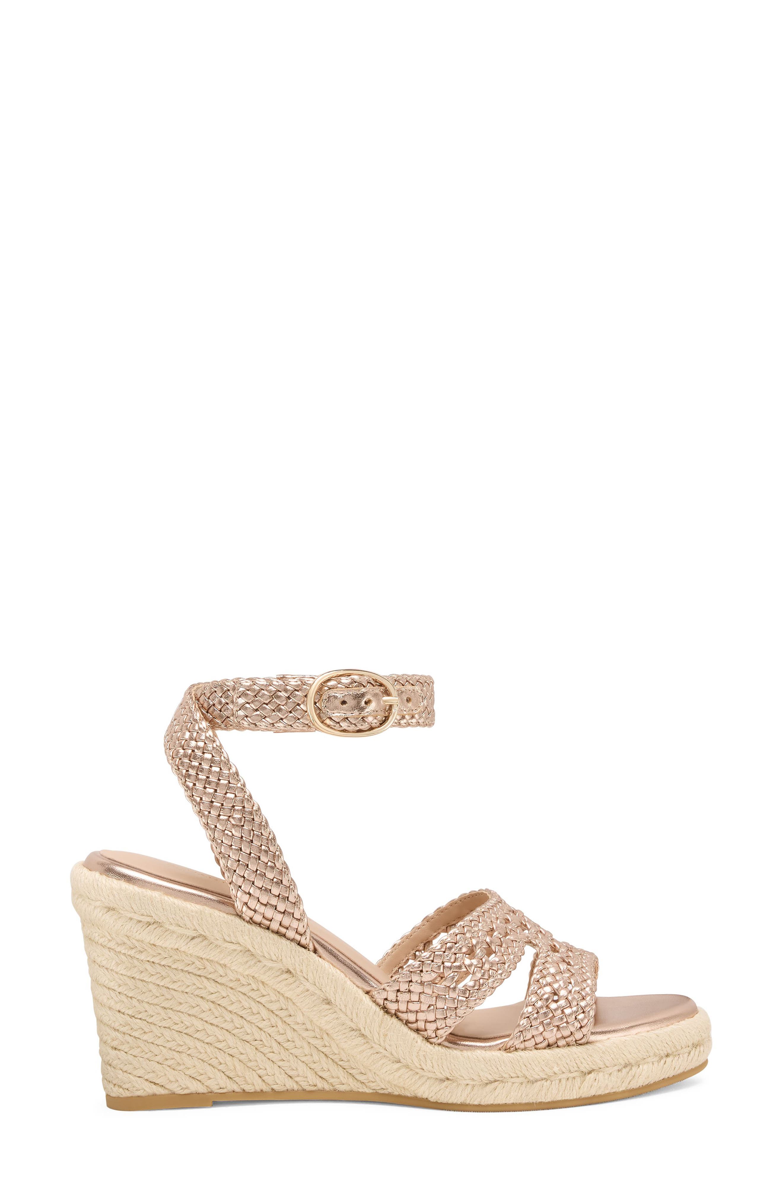Bria Leather Espadrille Wedge Sandal, Alternate, color, ROSE GOLD