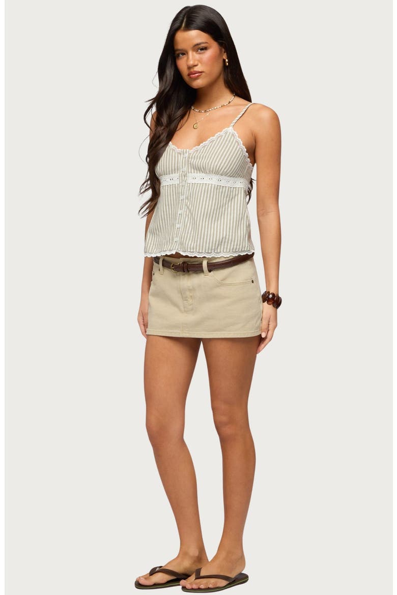 Elodie Stripe Lace Trim Tank, Alternate, color, SAGE