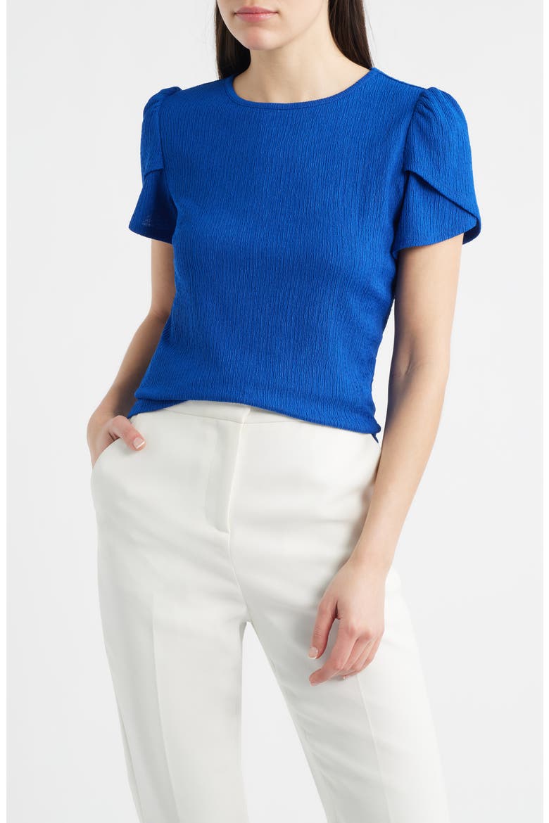 Tulip Sleeve Pebble Knit Top, Main, color, SANTORINI BLUE