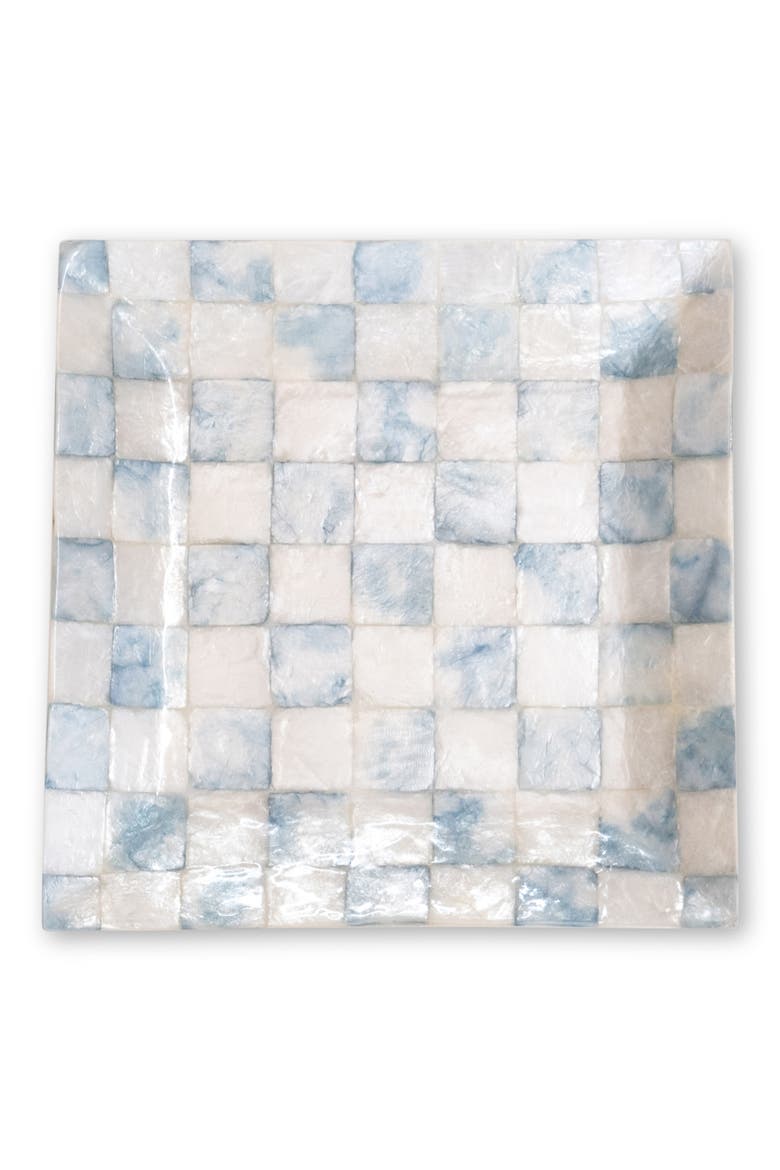 Violet Check Capiz Catchall Tray, Main, color, BLUE