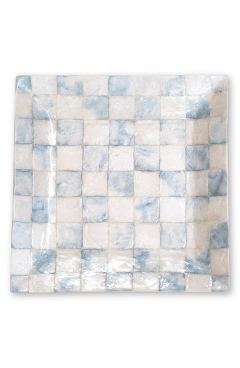Violet Check Capiz Catchall Tray