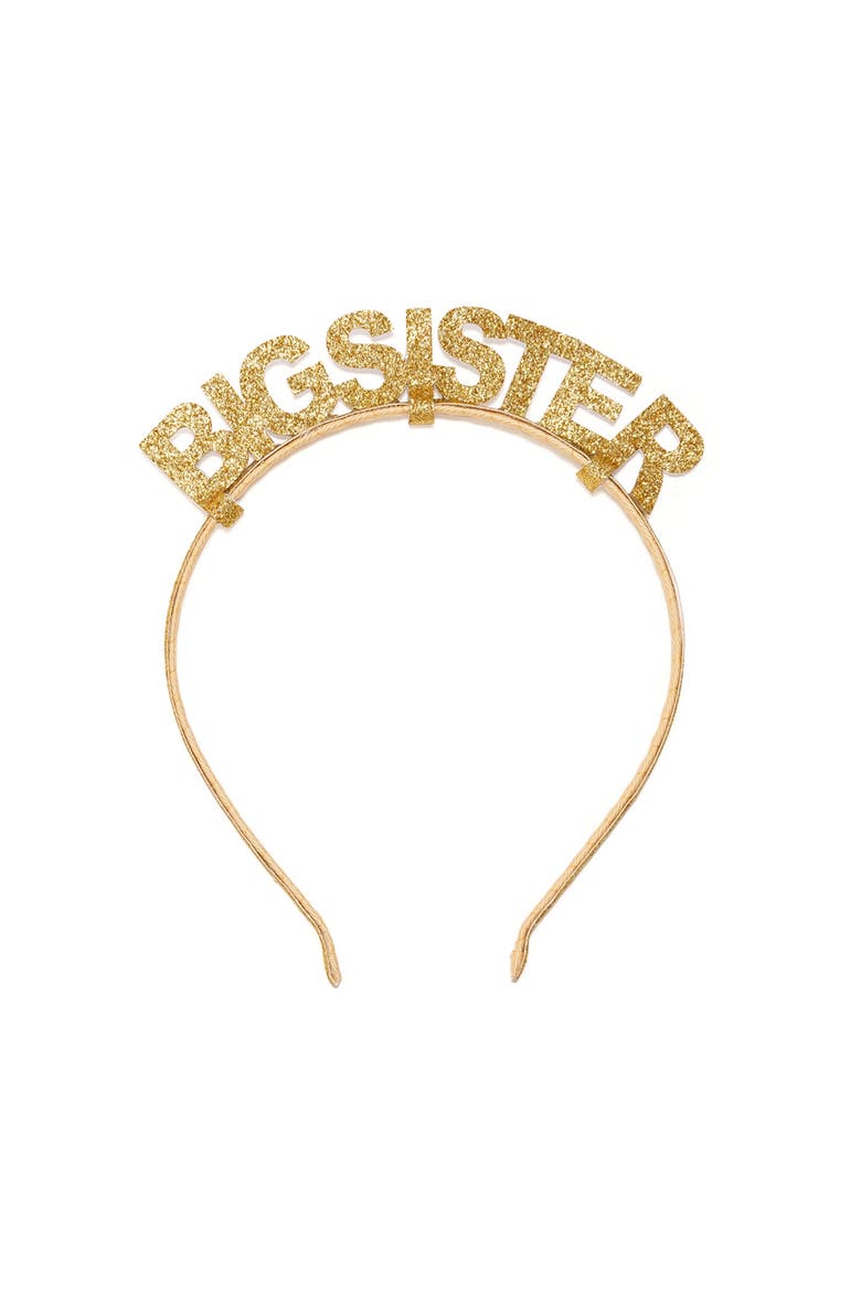 Gold Big Sister Headband, Main, color, Gold