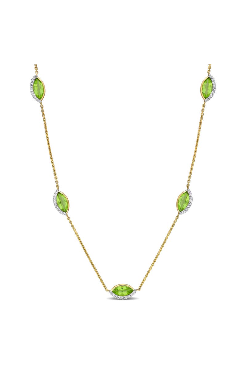 Julianna B. Birthstone & Diamond Station Necklace 14k Gold, Main, color, Peridot