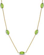Julianna B. Birthstone & Diamond Station Necklace 14k Gold