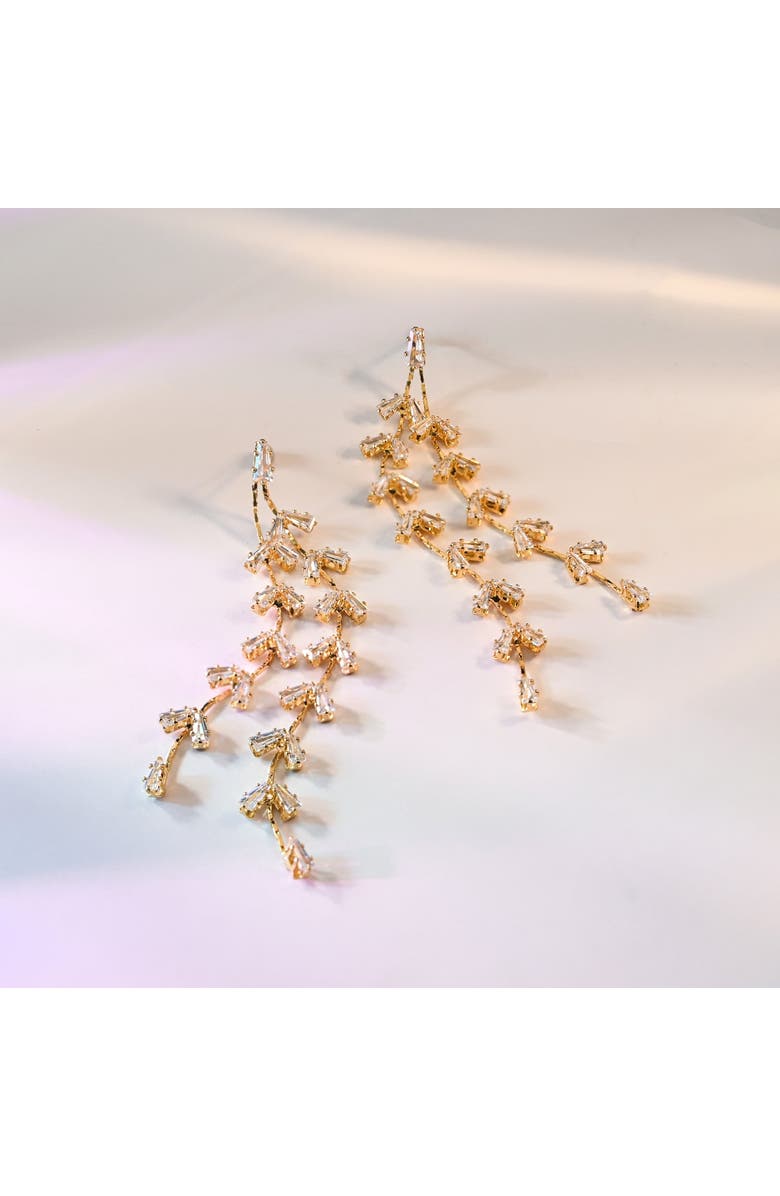 Starfish Project Graceful Willow Zircon and Gold Dangle Earrings, Alternate, color, Gold