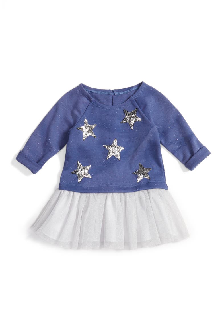 Stars Embellished Dress, Main, color, NAVY