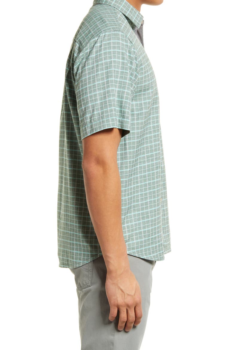 Men's Check It Out Short Sleeve Button-Up Silk Shirt, Alternate, color, SEA TURTLE GREEN