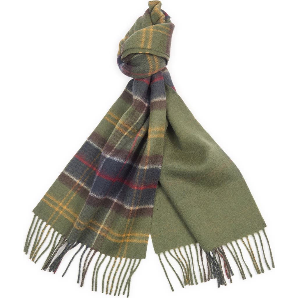 Barbour Galston Tartan Plaid Wool Scarf In Green