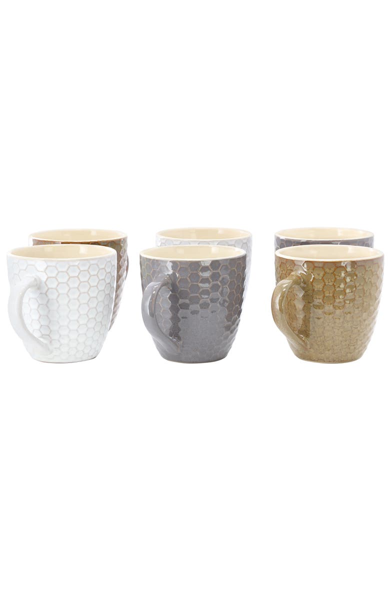 Elama Honeycomb 6-Piece 15 oz. Mug Set, Alternate, color, White