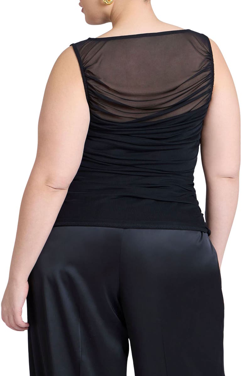 ELOQUII Sheer Neck Sleeveless Knit Top, Alternate, color,