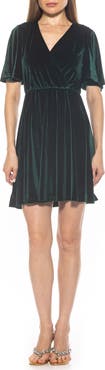 Alexia Admor Oakless Velvet Flutter Sleeve Fit & Flare Dress