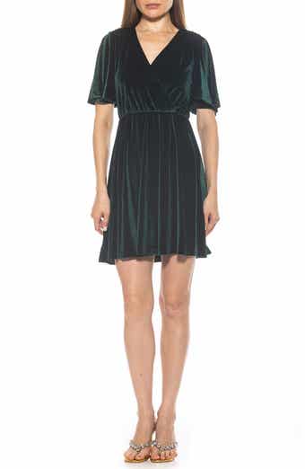 Alexia Admor Oakless Velvet Flutter Sleeve Fit & Flare Dress