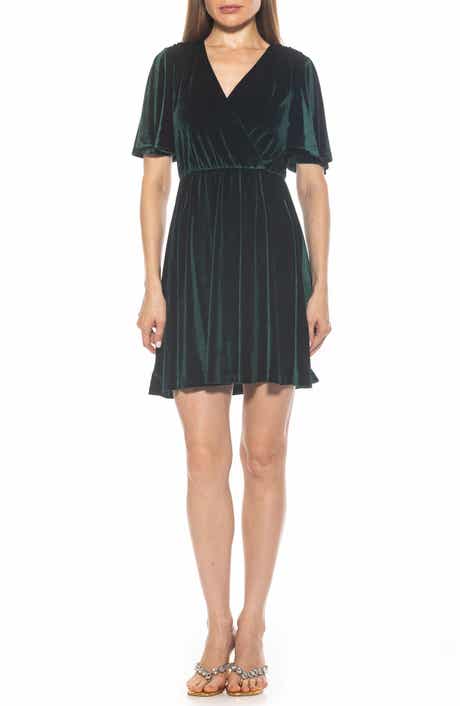 Alexia Admor Oakless Velvet Flutter Sleeve Fit & Flare Dress