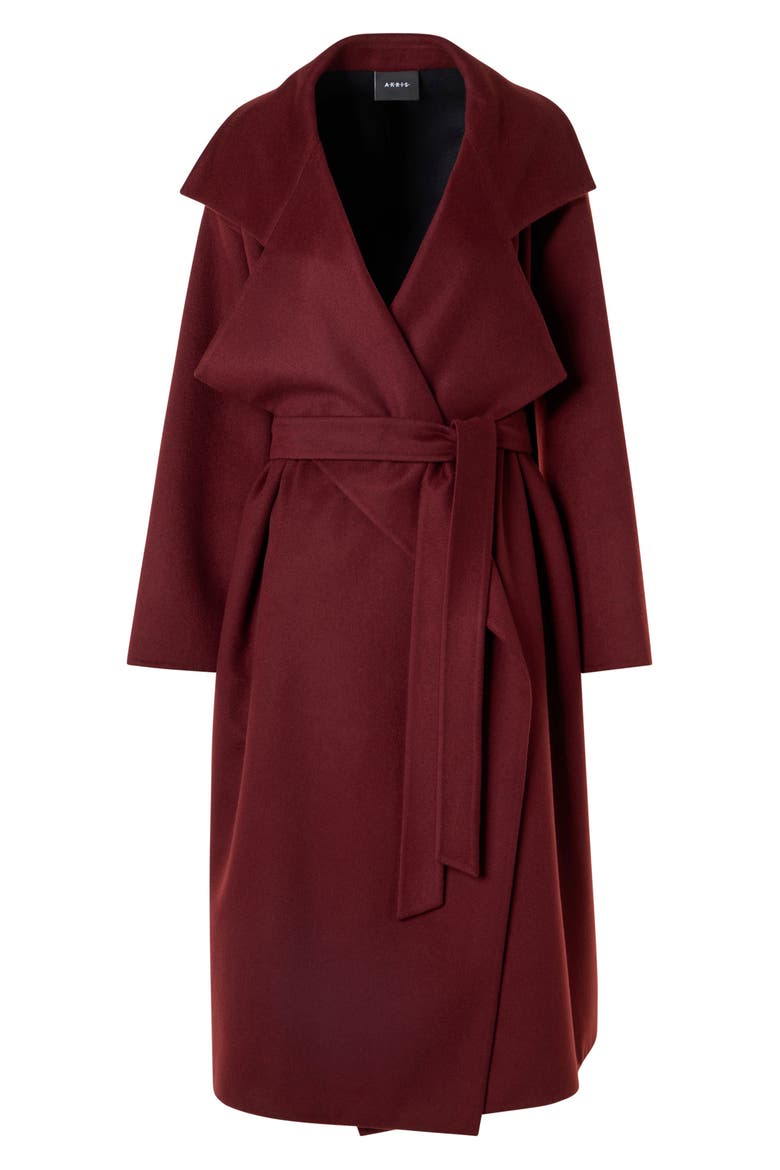 Tasha Belted Cashmere Wrap Coat, Alternate, color, MERLOT RED