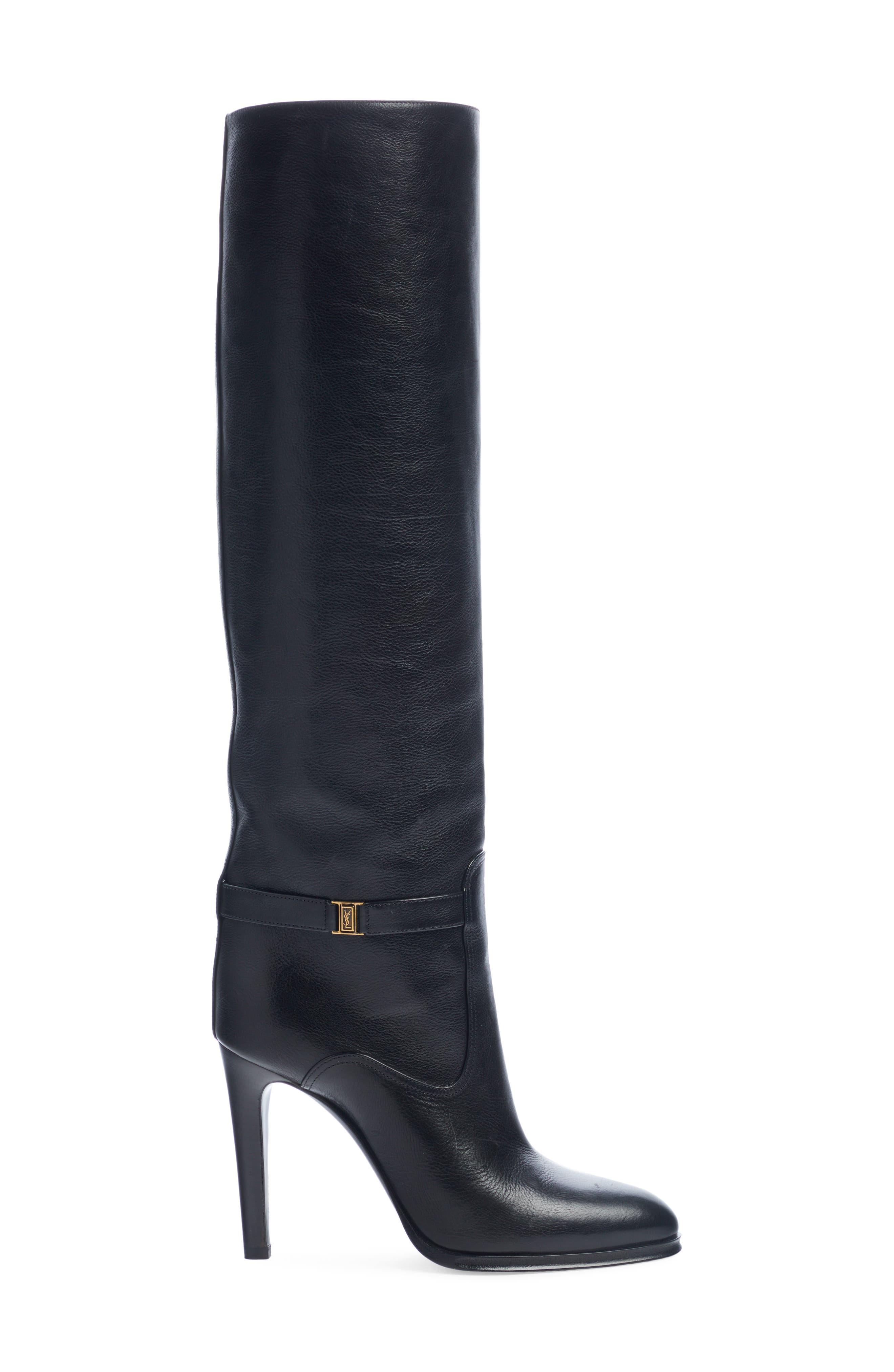 Saint Laurent Diane Knee High Boot, Alternate, color, Black