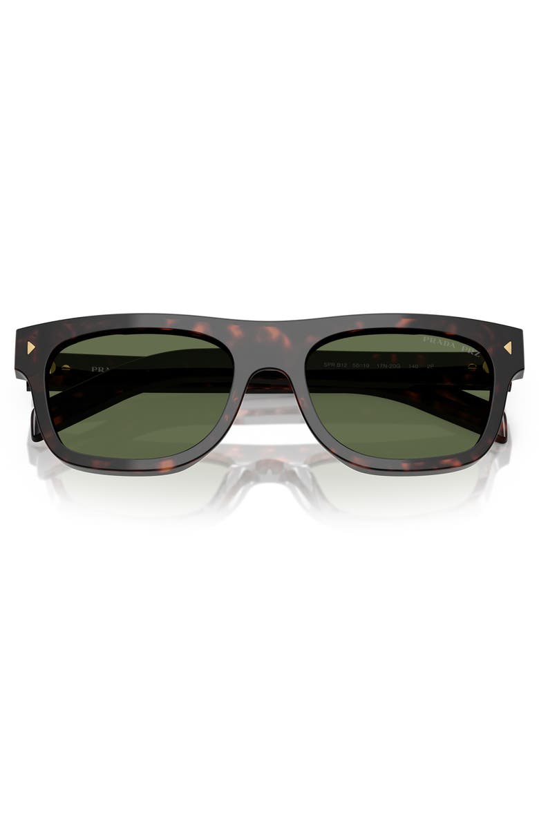 Prada 55mm Polarized Pillow Sunglasses, Alternate, color, Brown Tortoise
