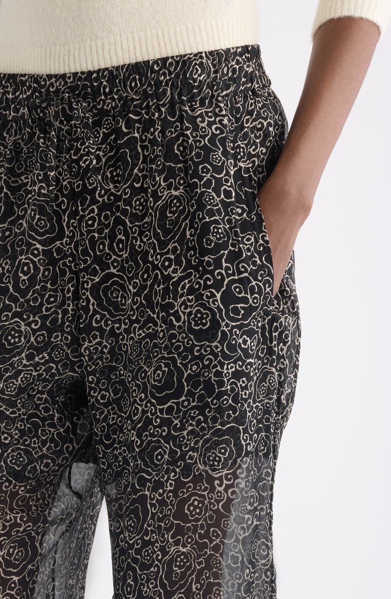 Isabel Marant Étoile Lydna Print Drawstring Straight Leg Pants, Alternate, color, Black/ Ecru