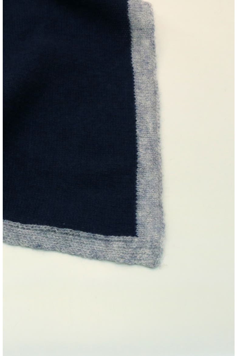 Cashmere Cowl Neck Poncho, Alternate, color, NAVY/ LIGHT GREY