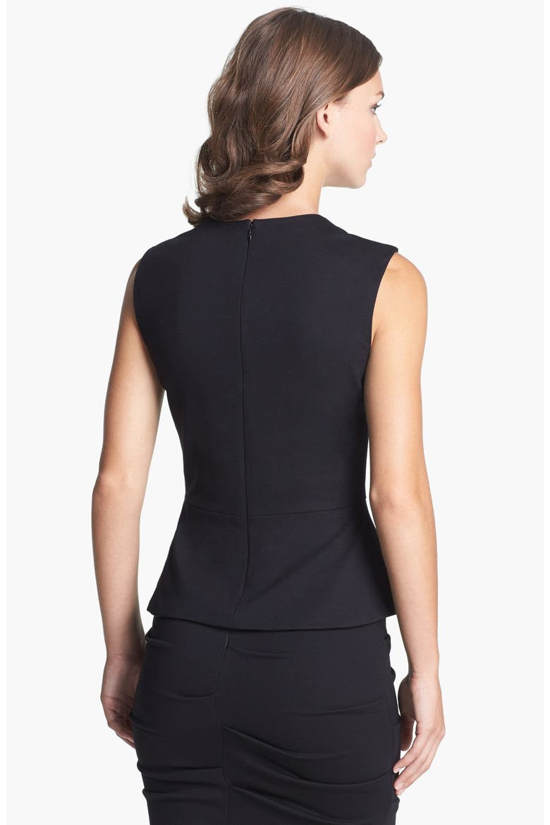 Leather & Ponte Knit Peplum Top, Alternate, color, BLACK