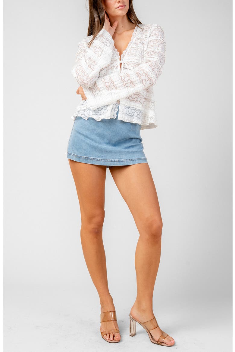 Front Tie Ruffled Lace Top, Alternate, color, IVORY