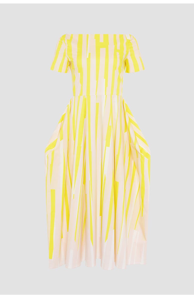 Roksanda Vaela Stripe Cotton Midi Dress, Alternate, color, Collage Print Yellow / Blush