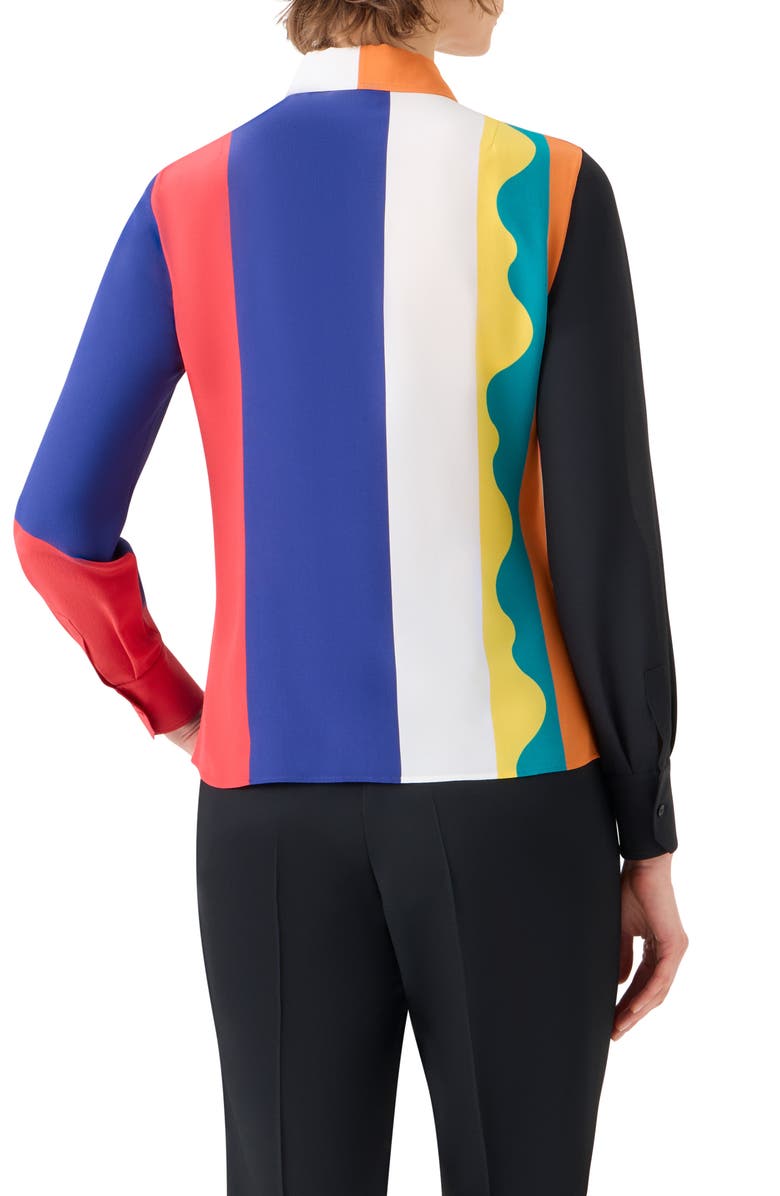 Akris Paravent Print Silk Button-Up Shirt, Alternate, color, Orange Multicolor