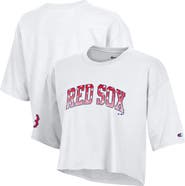 Champion Women's Champion White Boston Red Sox Boyfriend Cropped Americana T-Shirt