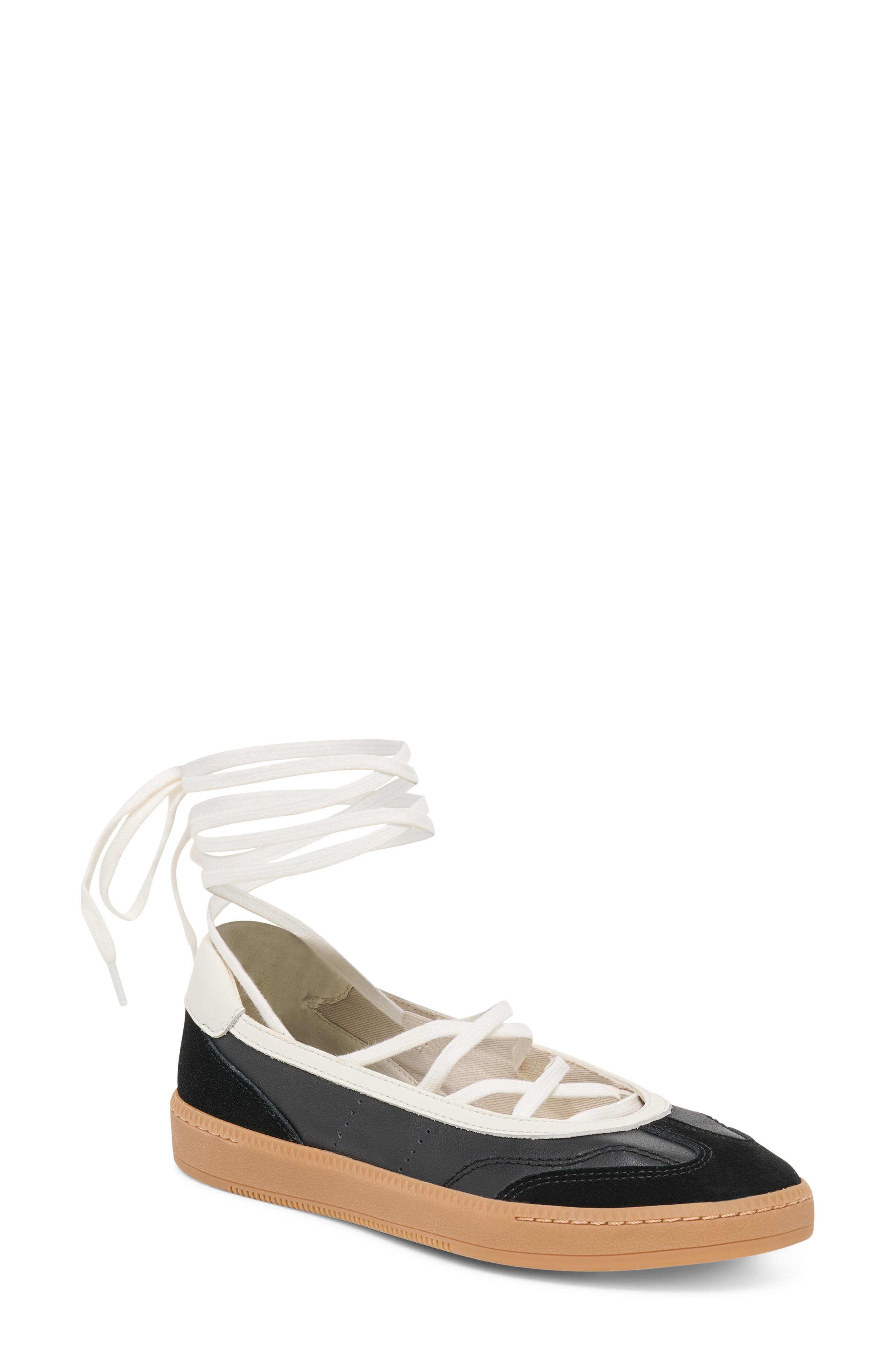 Dolce Vita Nyomie Wraparound Ankle Strap Sneaker, Main, color, Black Leather