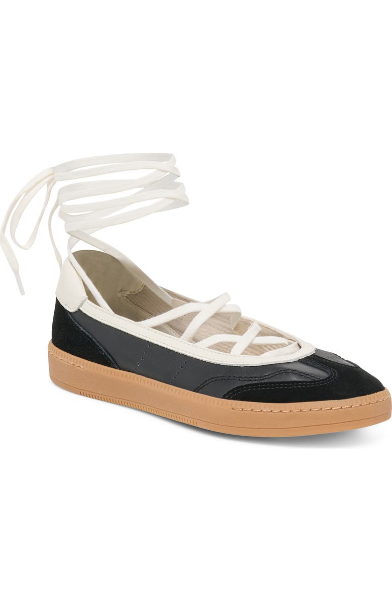 Dolce Vita Nyomie Wraparound Ankle Strap Sneaker, Main, color, Black Leather