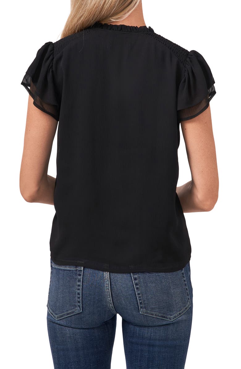 CeCe Flutter Sleeve Top, Alternate, color, Rich Black